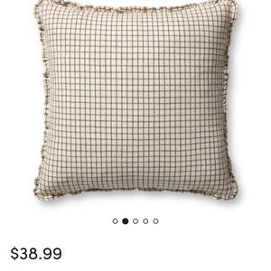 Plaid Tan and White Throw Pillow
